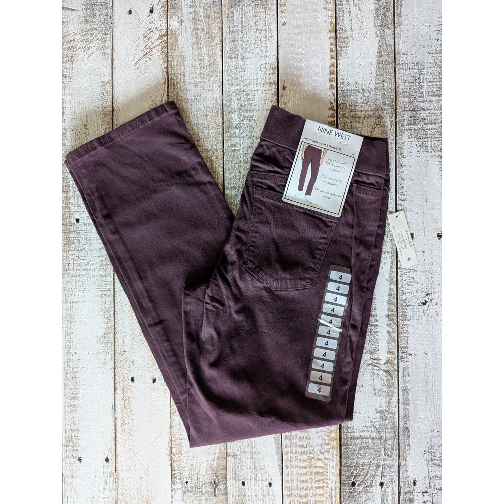 NWT Purple Nine West Heidi Pull On Straight Leg Jeans - Wine Tasting